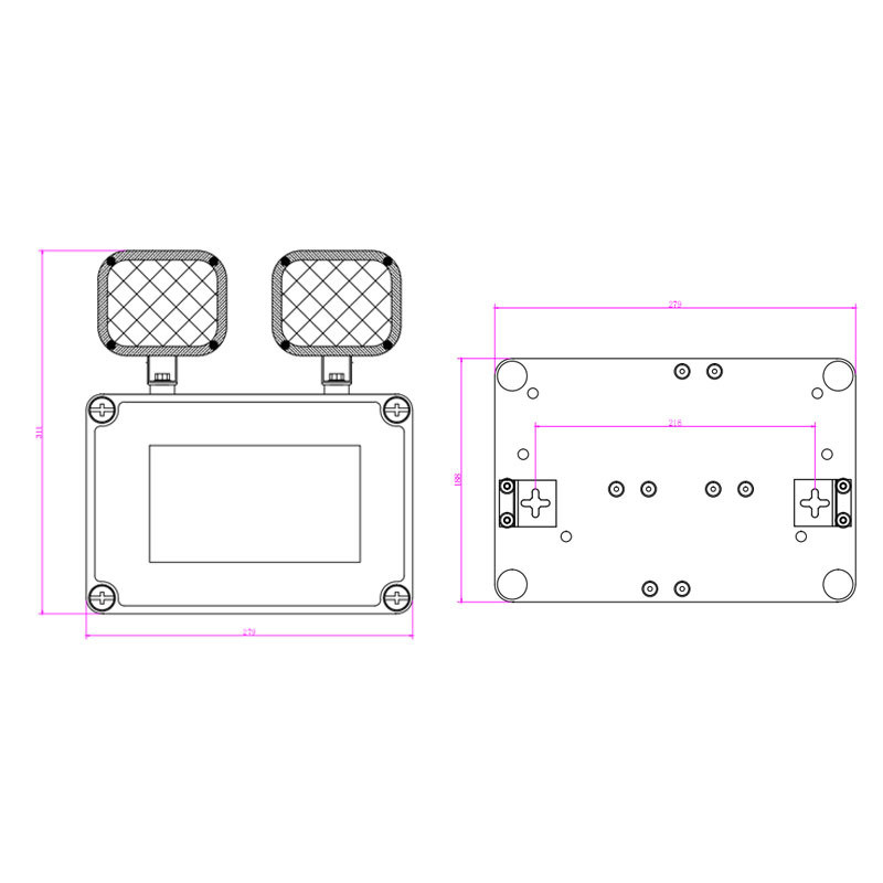12W Twin Spot LED acil durum ışığı IP65 Su geçirmez 6500K Soğuk Beyaz 3 Saat Süresi
