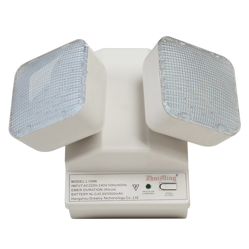 6W İkiz Spot LED Acil Durum Işığı 6500K 3.6V 3.0Ah Ni-Cd Pil PC Muhafazası IP20