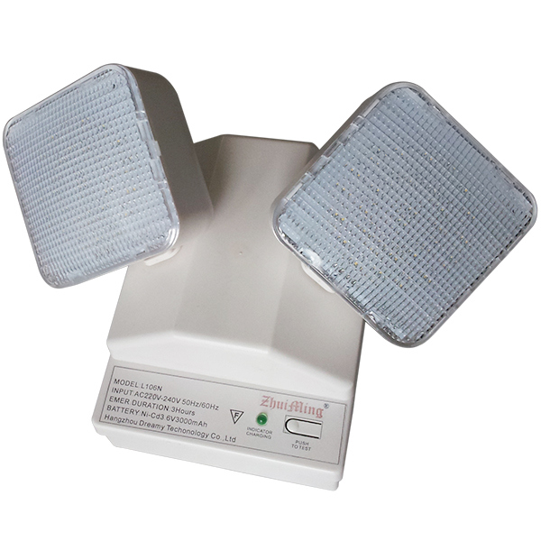 6W İkiz Spot LED Acil Durum Işığı 6500K 3.6V 3.0Ah Ni-Cd Pil PC Muhafazası IP20